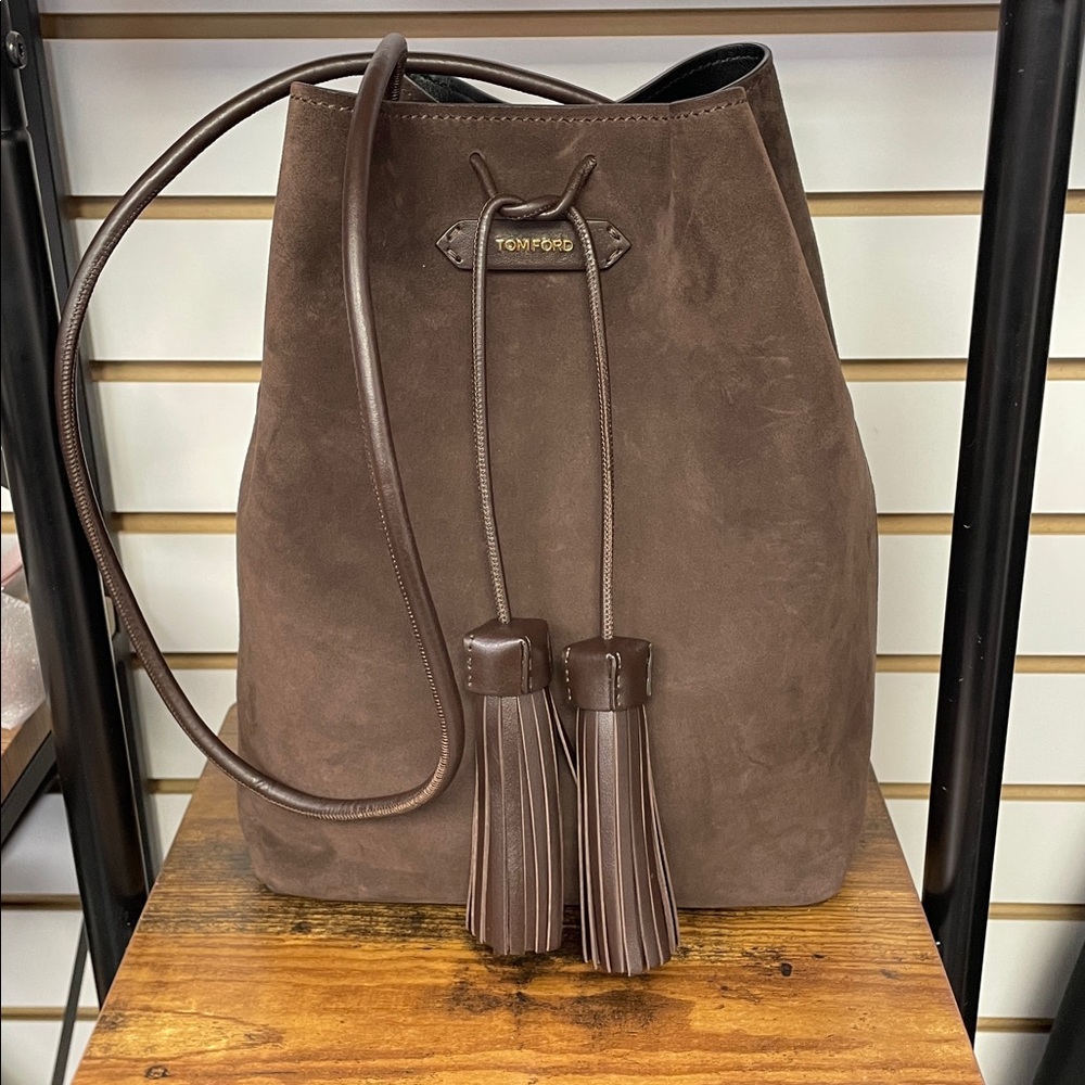 Tom Ford Chocolate Suede Bucket Bag